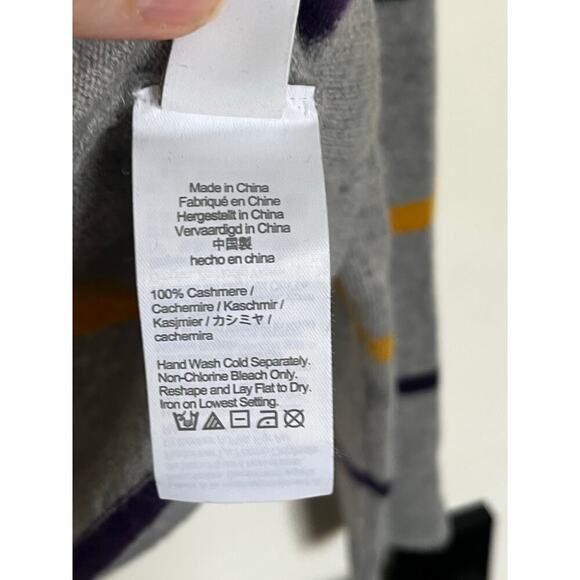 J. Crew Striped Cashmere Pullover Sweater Gray Multi Size Medium - Picture 7 of 8